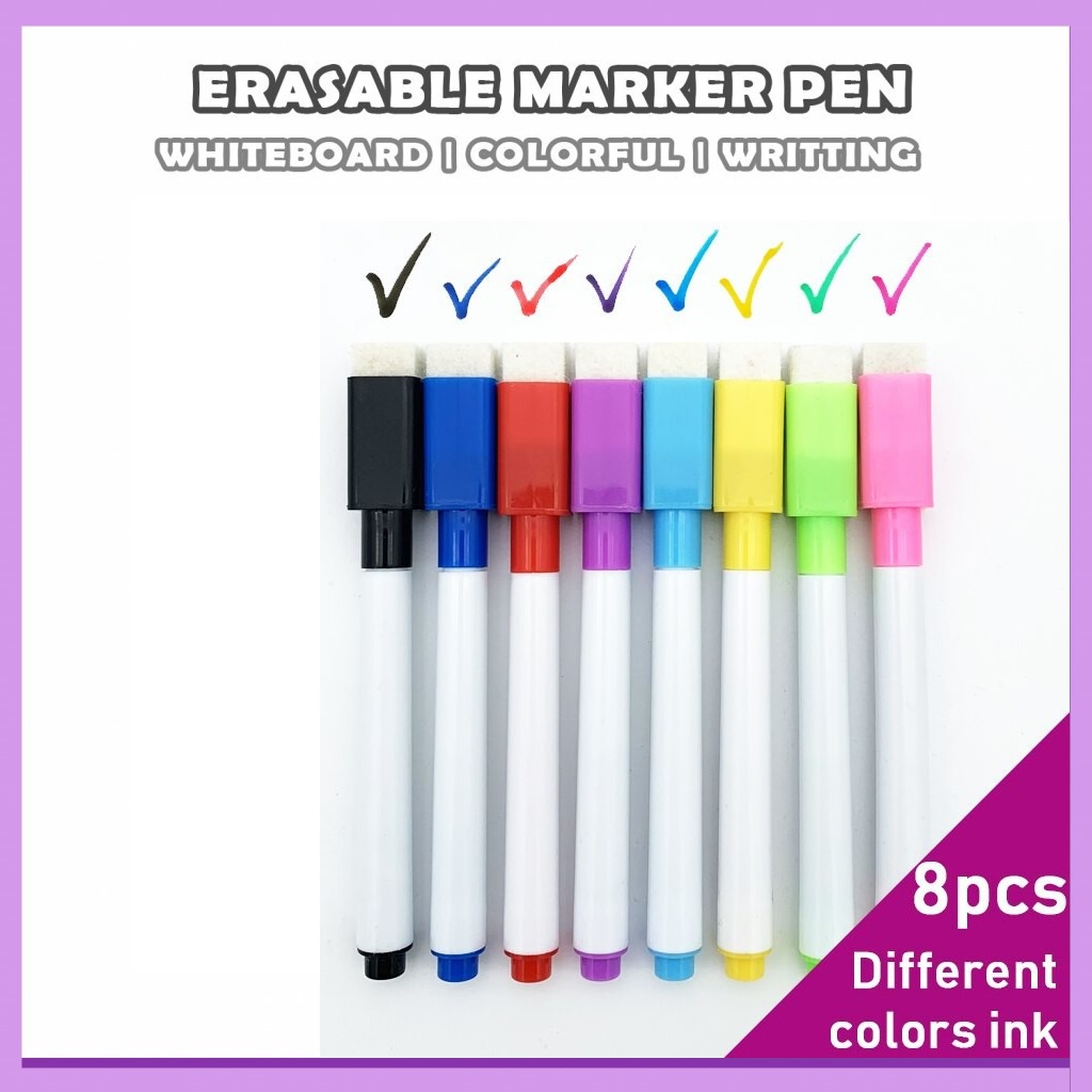 Small Mini Whiteboard Marker Pen Erasable dry with duster Removeable ...