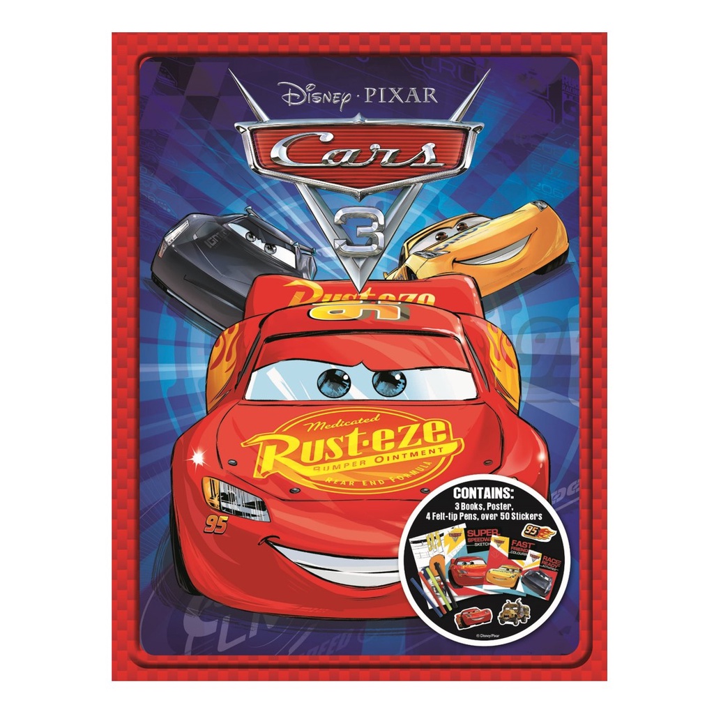 DISNEY CARS 3 HAPPY TIN (Gift Set) 3 Books with Activities Stickers ...