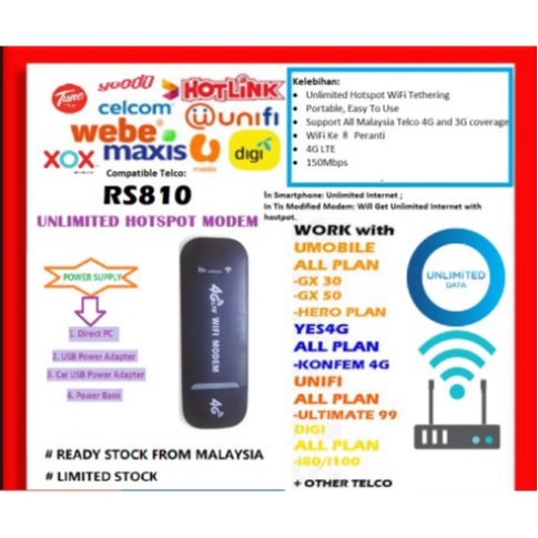 Modded / Modified Unlocked OEM RS810 mifi 4G Lte Unlimited WiFi ...