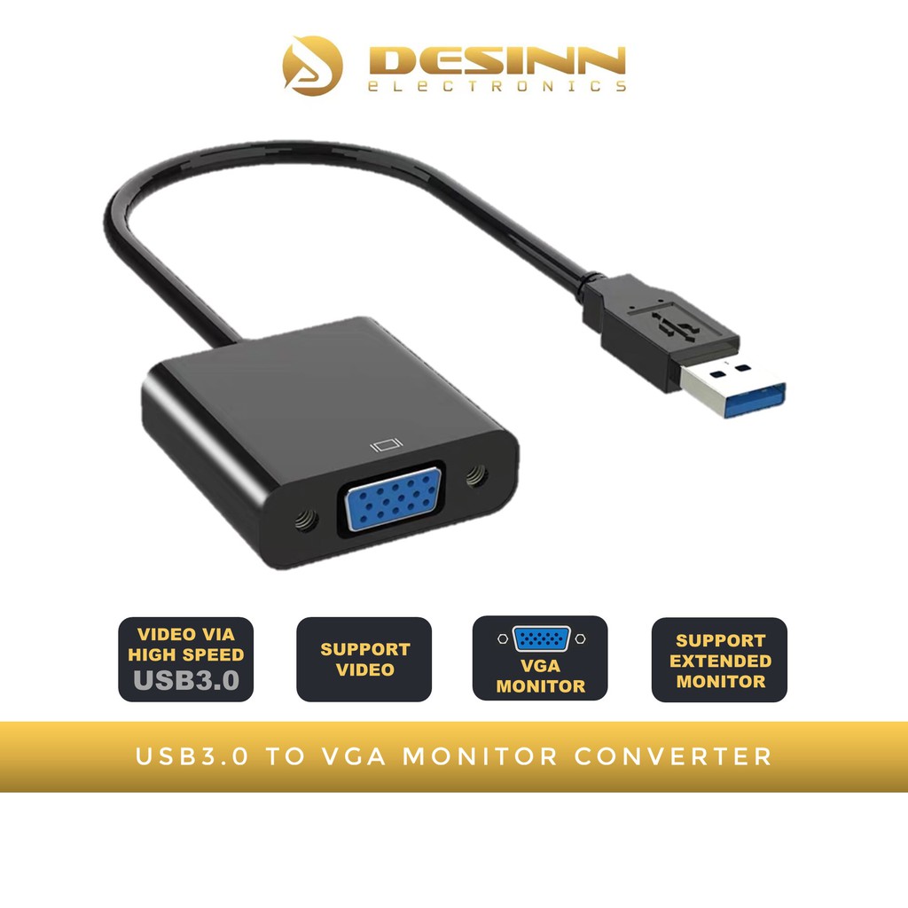 USB 3.0 to VGA Video Converter 1080P Extended Monitor Windows support ...