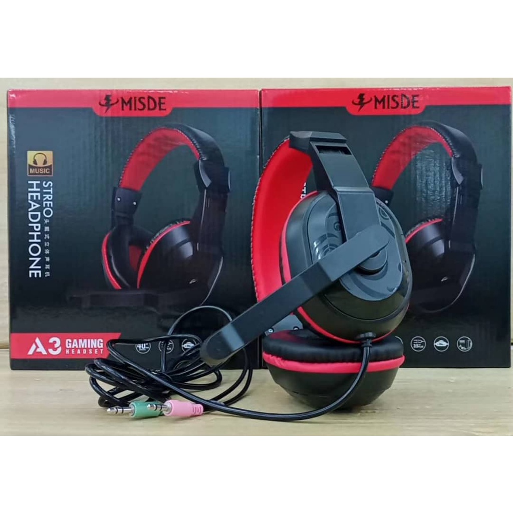 MISDE STREO HEADPHONE GAMING HEADSET MODEL A3 | Shopee Malaysia