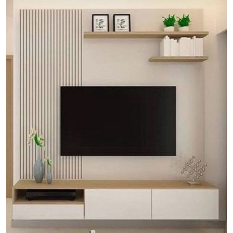 TV Cabinet 7ft with melamine strip and racks | Shopee Malaysia