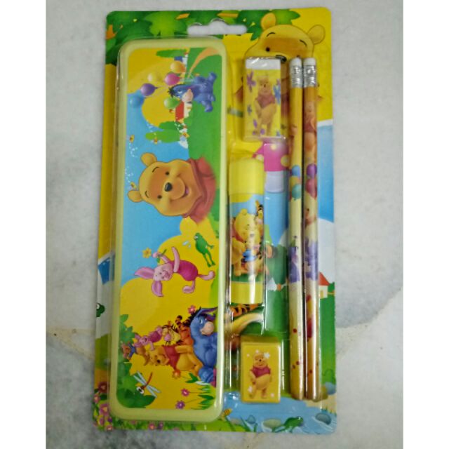 Winnie The Pooh Yellow Stationery / Set Alat Tulis KanakKanak (6 in 1