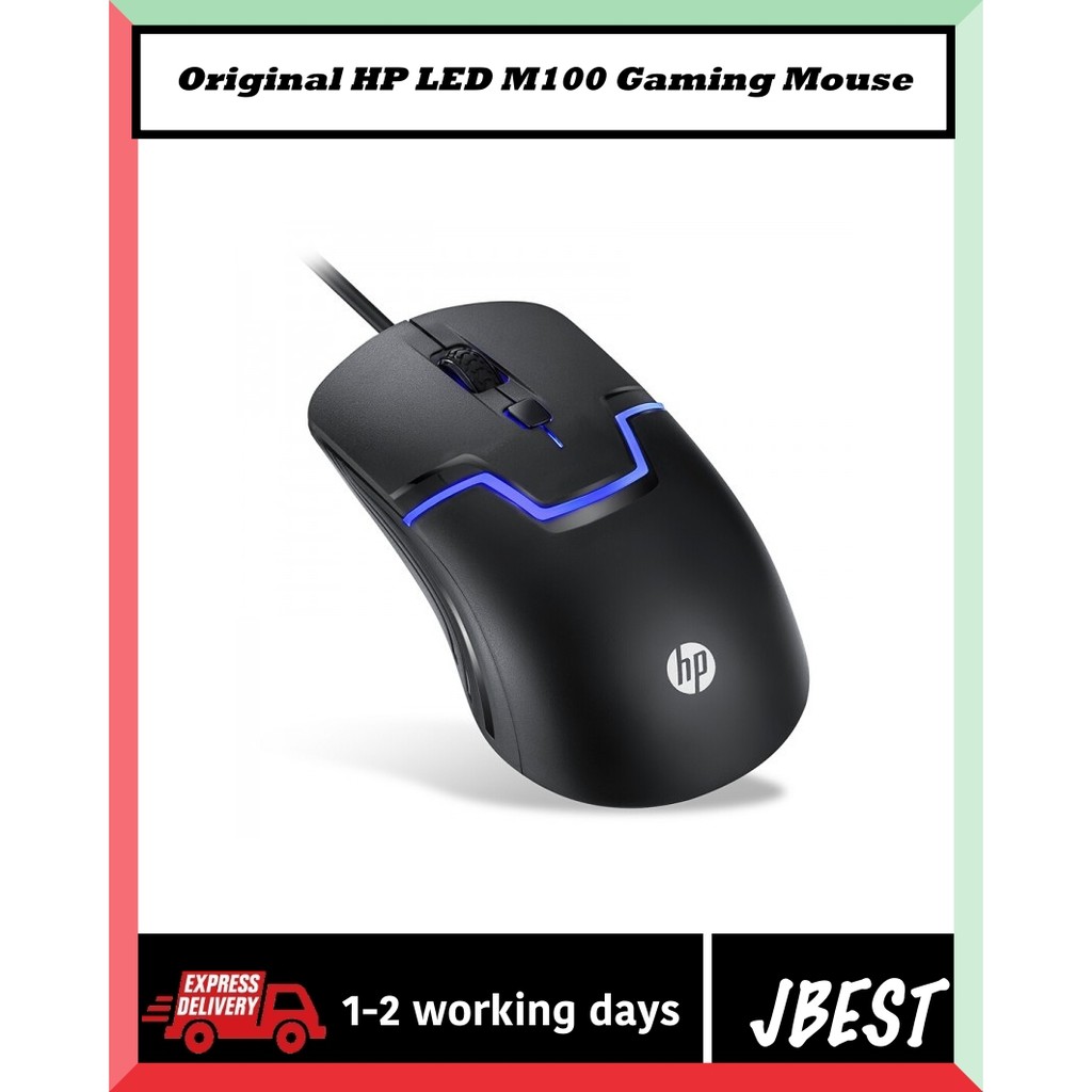 Original HP Gaming Mouse M100 Optical 1600 DPI USB Mice Laptop PC General Backlight LED Shopee