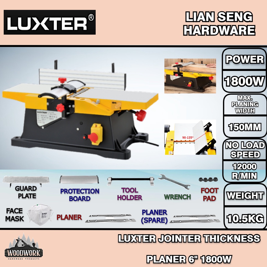 LUXTER JOINTER THICKNESS PLANER 6'' 1800W Shopee Malaysia