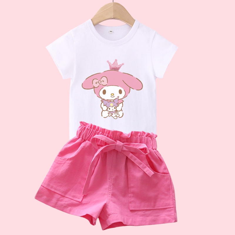 Girls Suit Set 100% Cotton Casual Cartoon Melody Kids T-shirt Candy ...