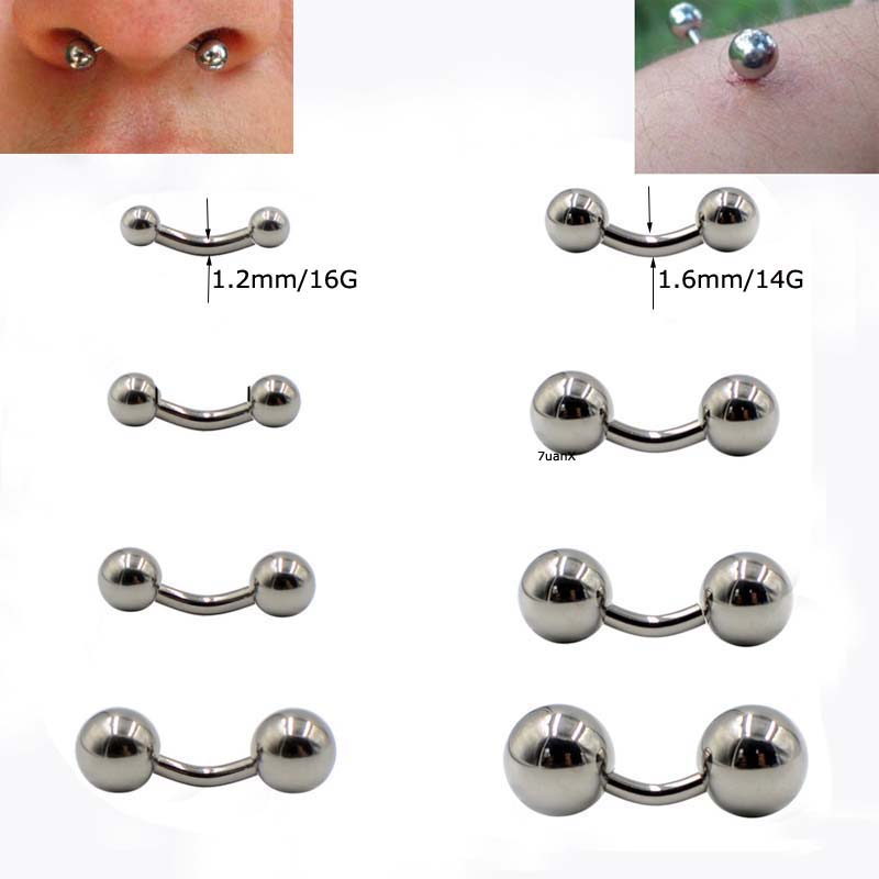 1 Piece G23 Titanium Steel Curved Barbell PA Nipple Ring Helix Nose ...