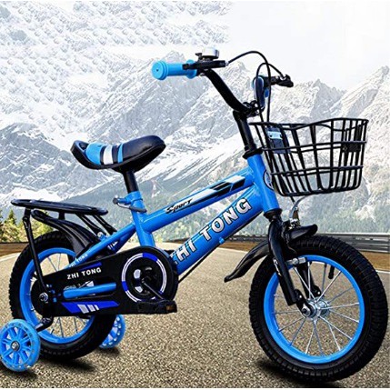 Blue Kid Basikal Kanak Bicycle Boys Girls Children Bike 16 inch with Basket  Outdoor Sport Cycling Gift (5-7 year old)