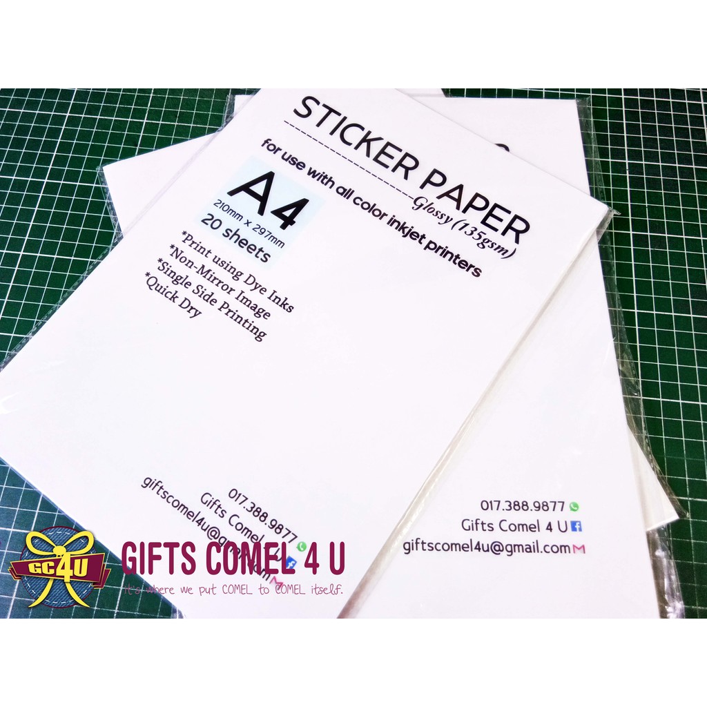 STICKER PAPER - Glossy 135gsm (suitable for use with all color inkjet ...