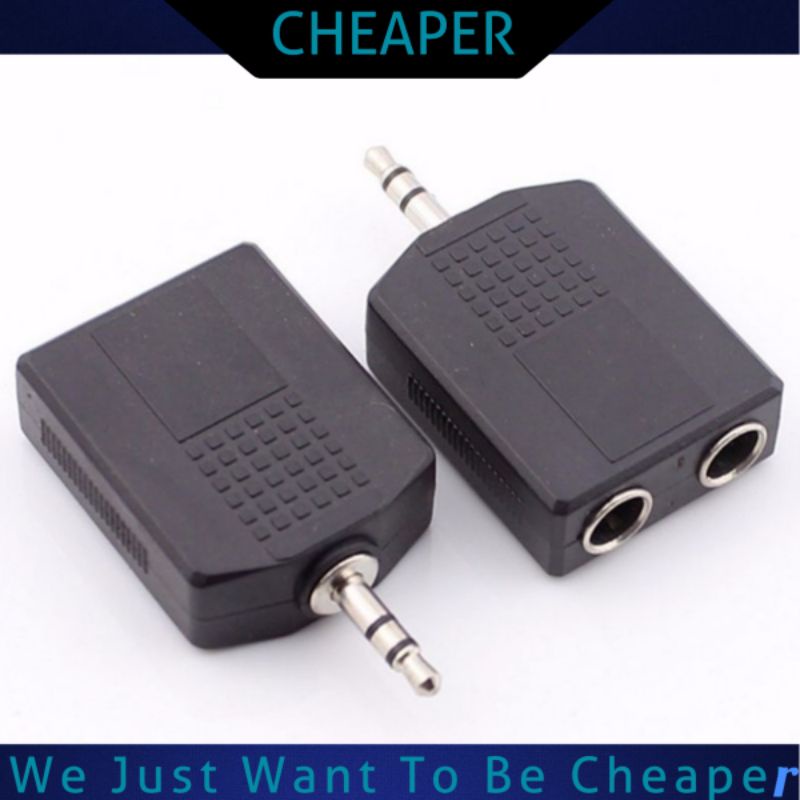 3.5mm 3 Pole Stereo Male Plug to 2x 6.35mm Female Jack Audio Plugs ...