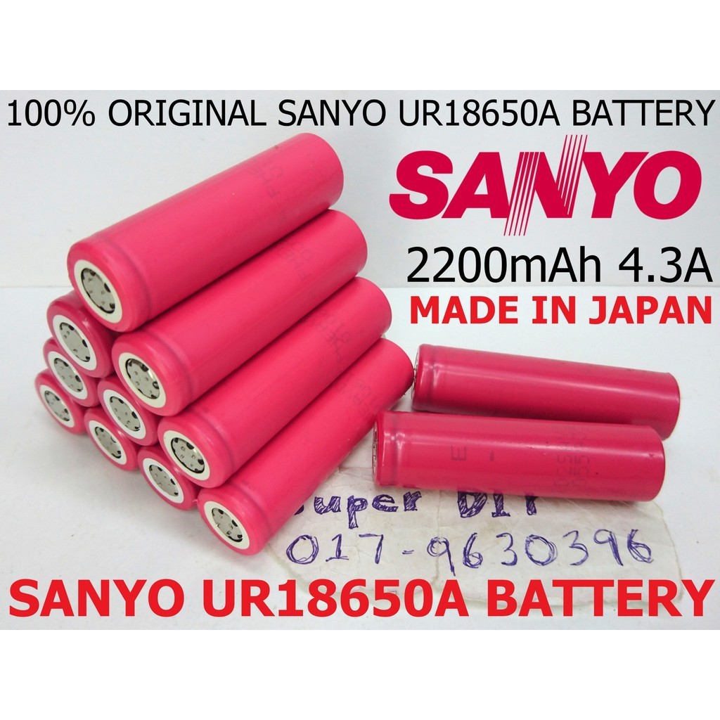 SANYO UR18650A 2200mAh 3.7V 4.2V 18650 lithium ion Li-Ion Rechargeable ...