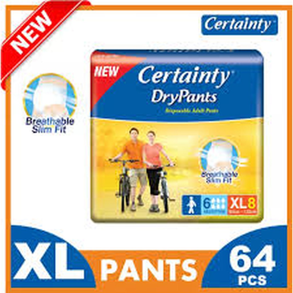 2 PACK CERTAINTY DRY PANTS ADULT DIAPERS M11 L9 XL8 Lampin Orang Dewasa Warga Tua