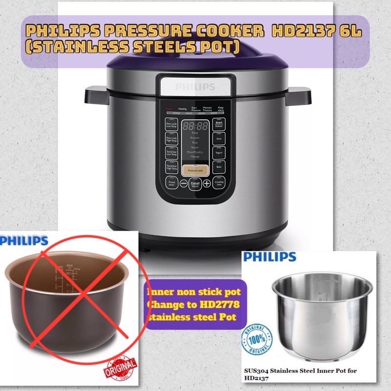 Philips Pressure Cooker All in One HD2137 & HD2139 6L (inner pot change