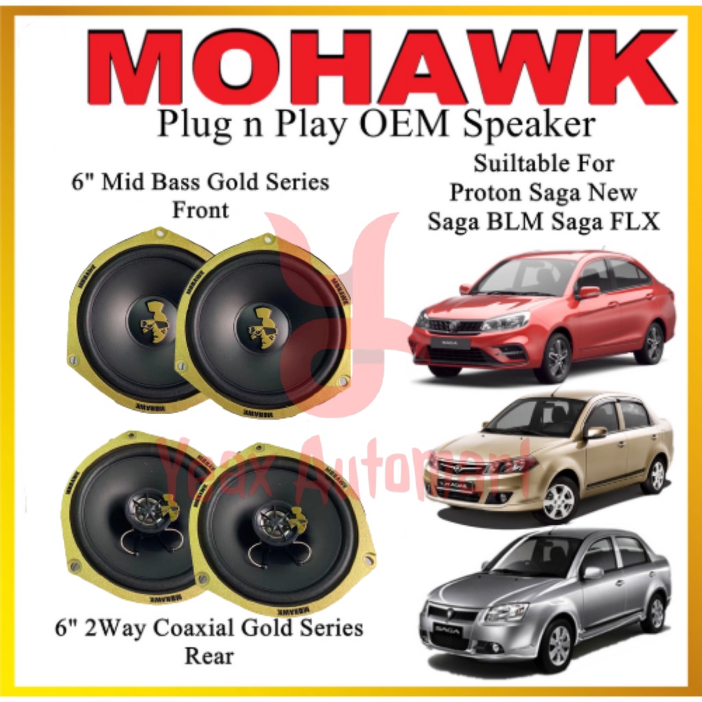 New Mohawk Car Audio Sound Oem Perodua Plug Play Speaker Midbass Coaxial Myvi Axia Alza Bezza