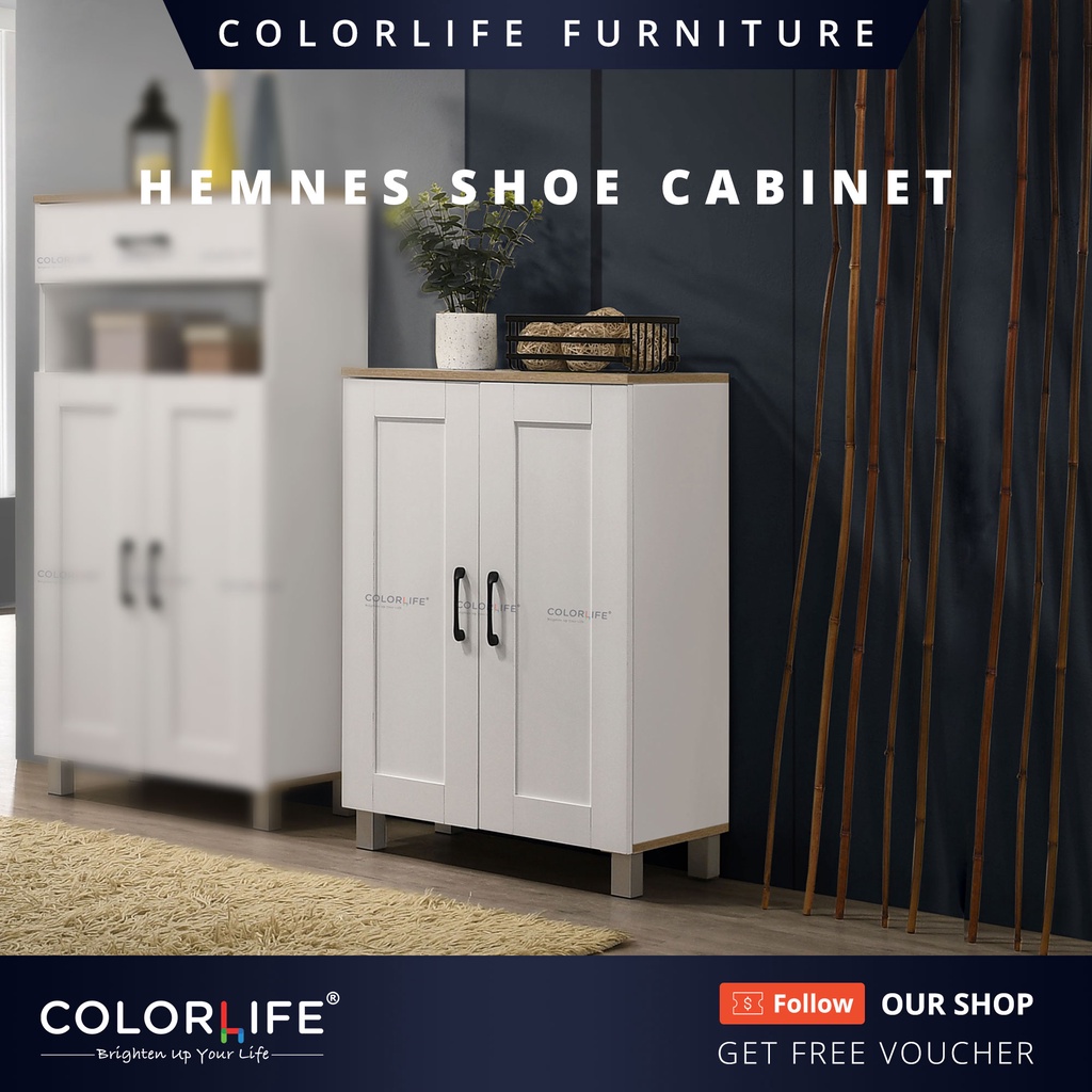 Colorlife Hemnes 2 Door Shoe Cabinet Multi Function Shoe Rack Strong Construction Laminate Particle Board Hot Sales Shopee Malaysia