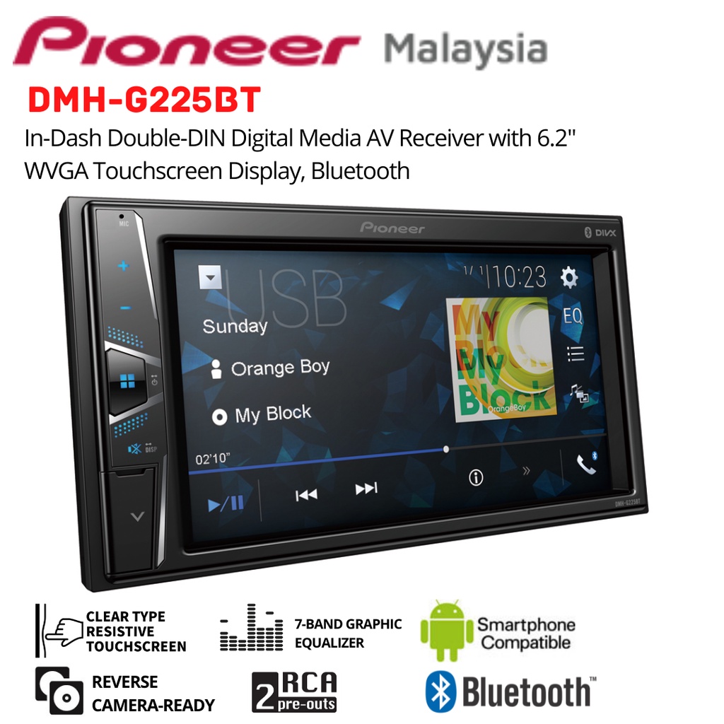 Pioneer DMHG225BT InDash DoubleDIN Digital Media AV Receiver with 6.