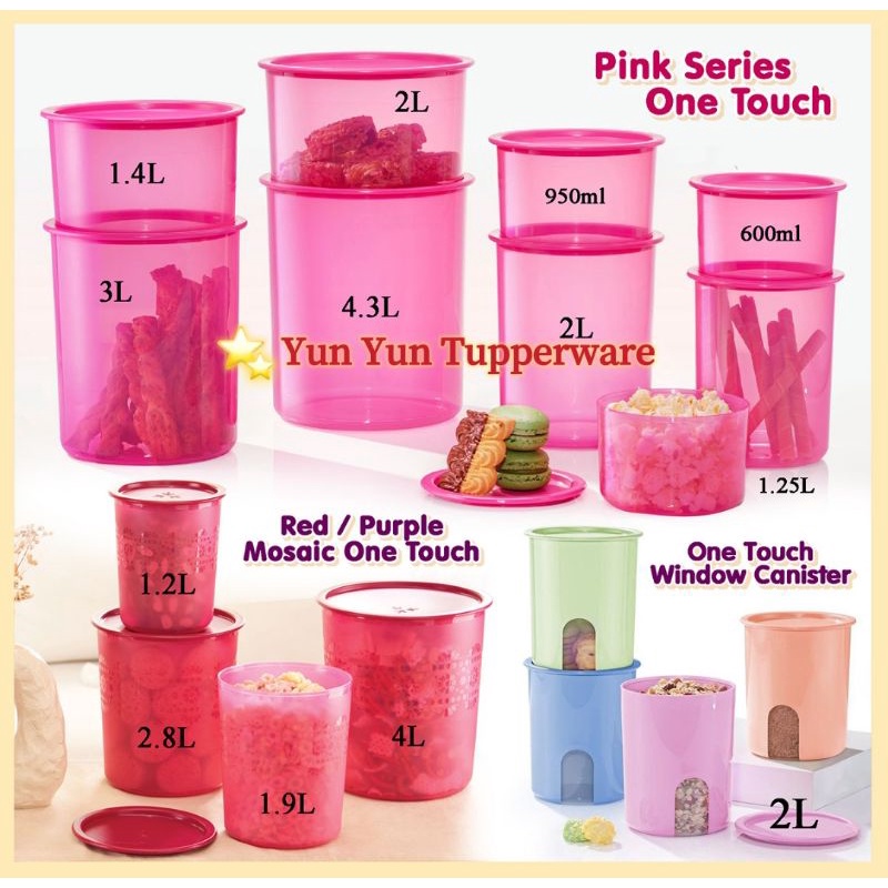 1pc 1.9l Transparent Cereal Container With Pink Lid, Nordic Style