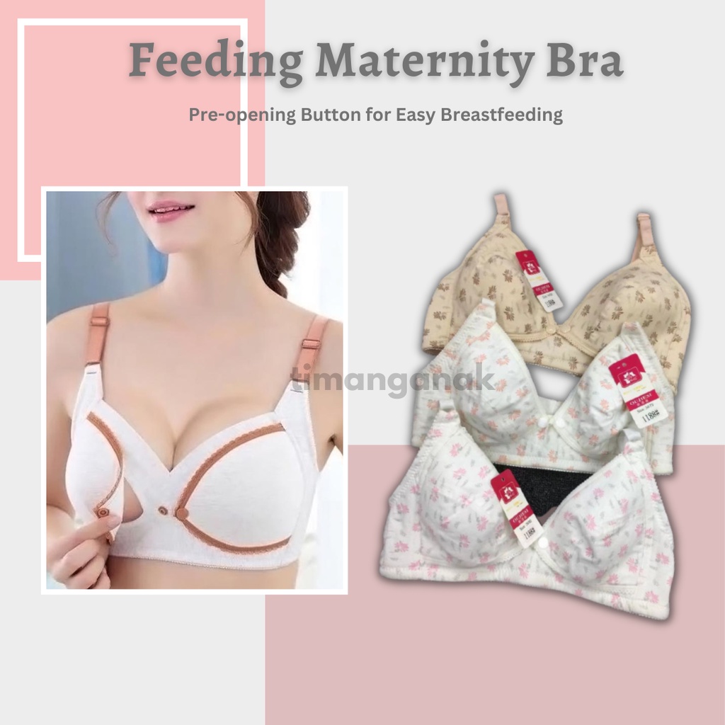 Nursing Bra Cotton Unpadded Comfort / Bra Menyusu Butang Depan / Bra  Menyusu Baby