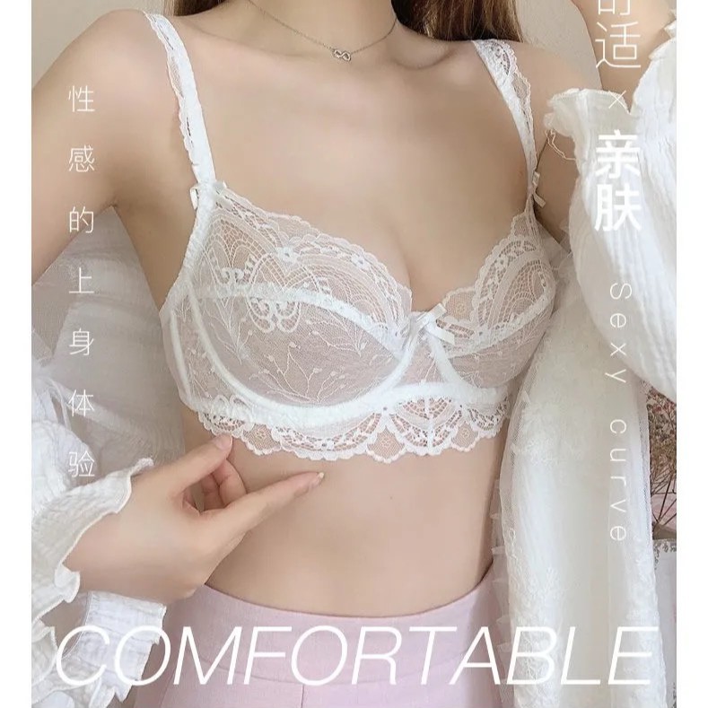 Malaysia Original Stock Sexy Lace Transparent Underwear Female Chest Was  Small Push-Up Bra