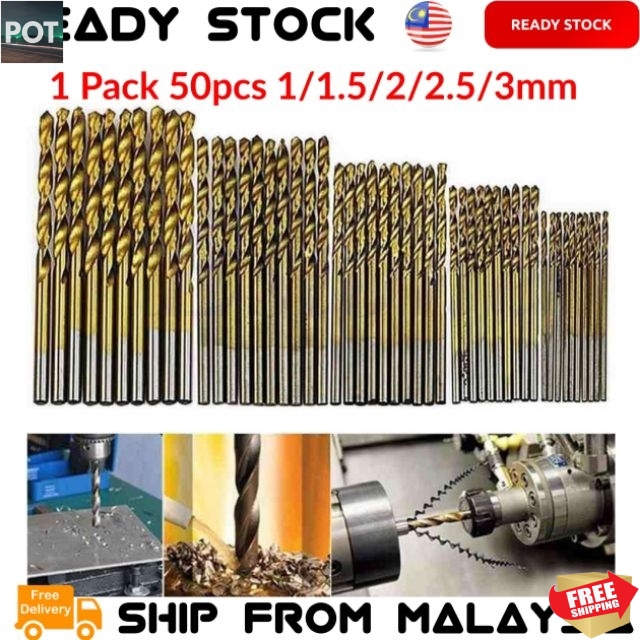 [LOCAL] 50Pcs High Quality Titanium Coated HSS High Speed Steel Drill ...