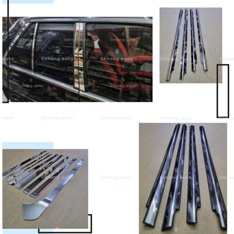 proton saga/iswara/smlt door pillar chrome 8pc /door window trim chrome