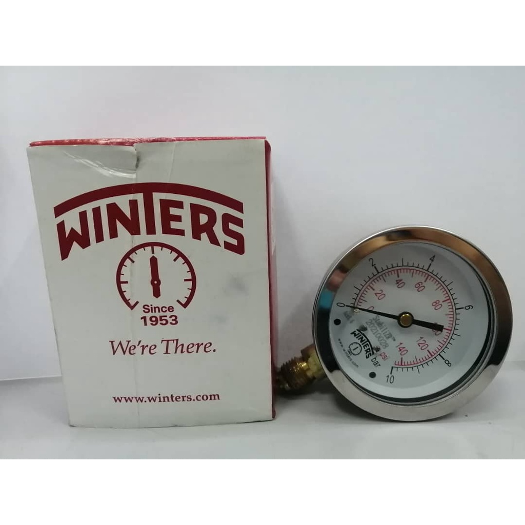 [Winters] Pressure Gauge, 10Bar 400Bar, Diameter 2" 1/2 63mm, 1/4