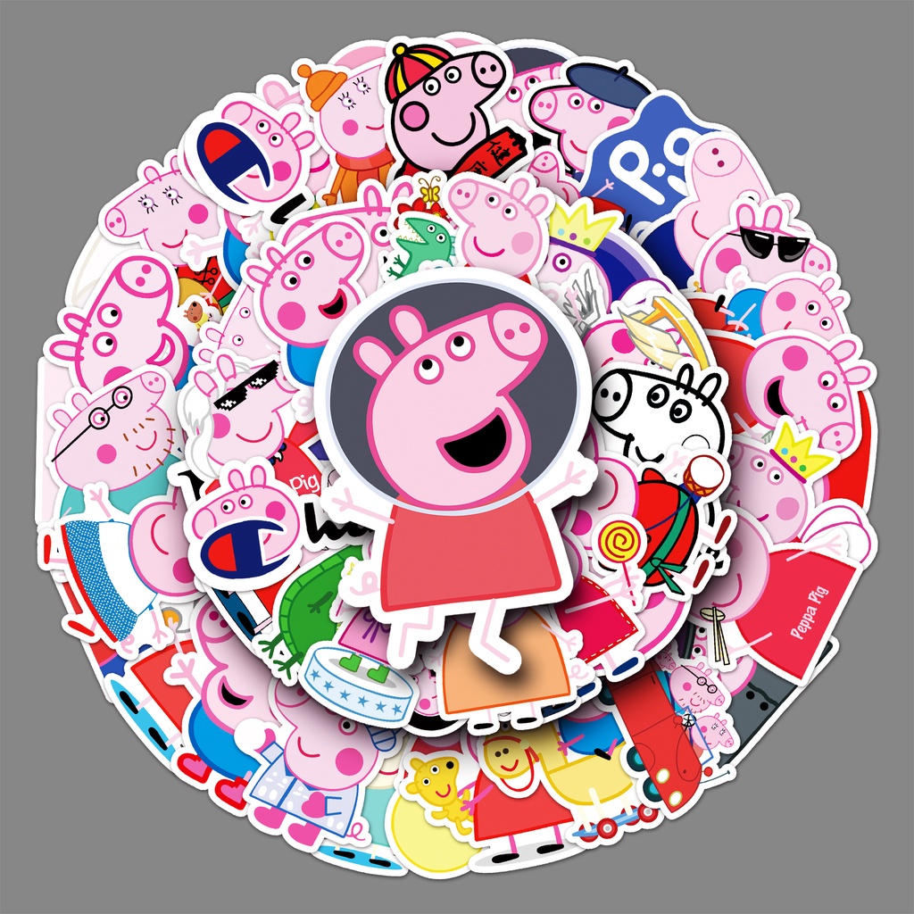 52Pcs/Set Peppa Pig Series A - Hot Cartoon TV Shows Stickers Waterproof ...