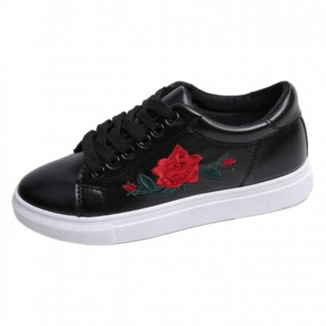 Rose embroidered sneakers hot sale