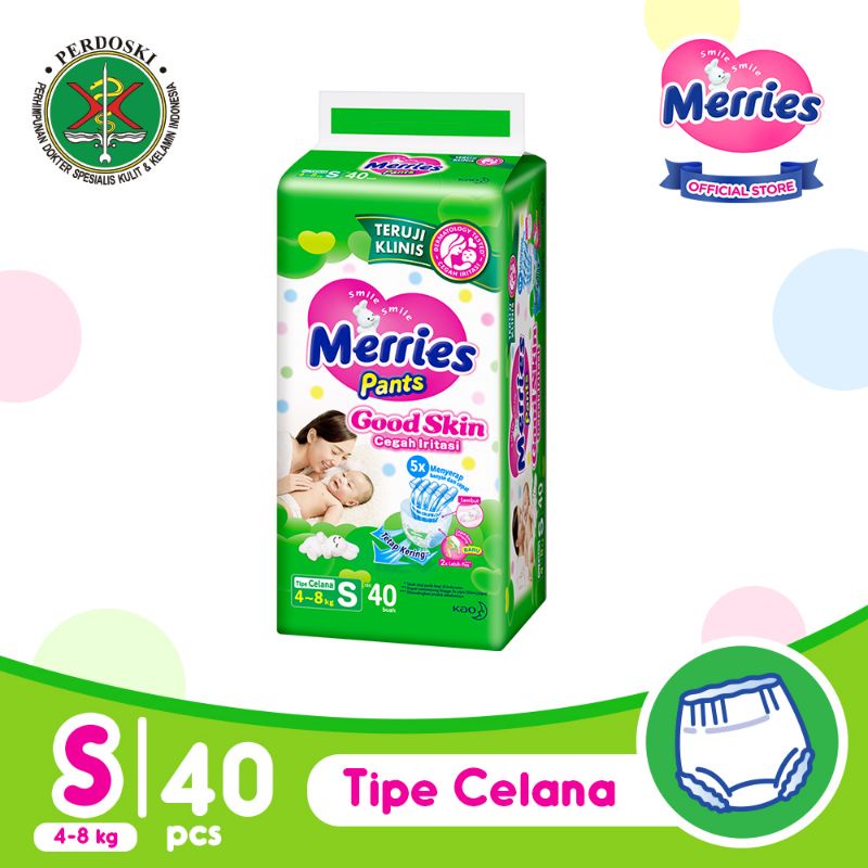 Pempers Merries Good Skin S40 M34 L30 XL26, BABY HAPPY(Ready Ready To ...