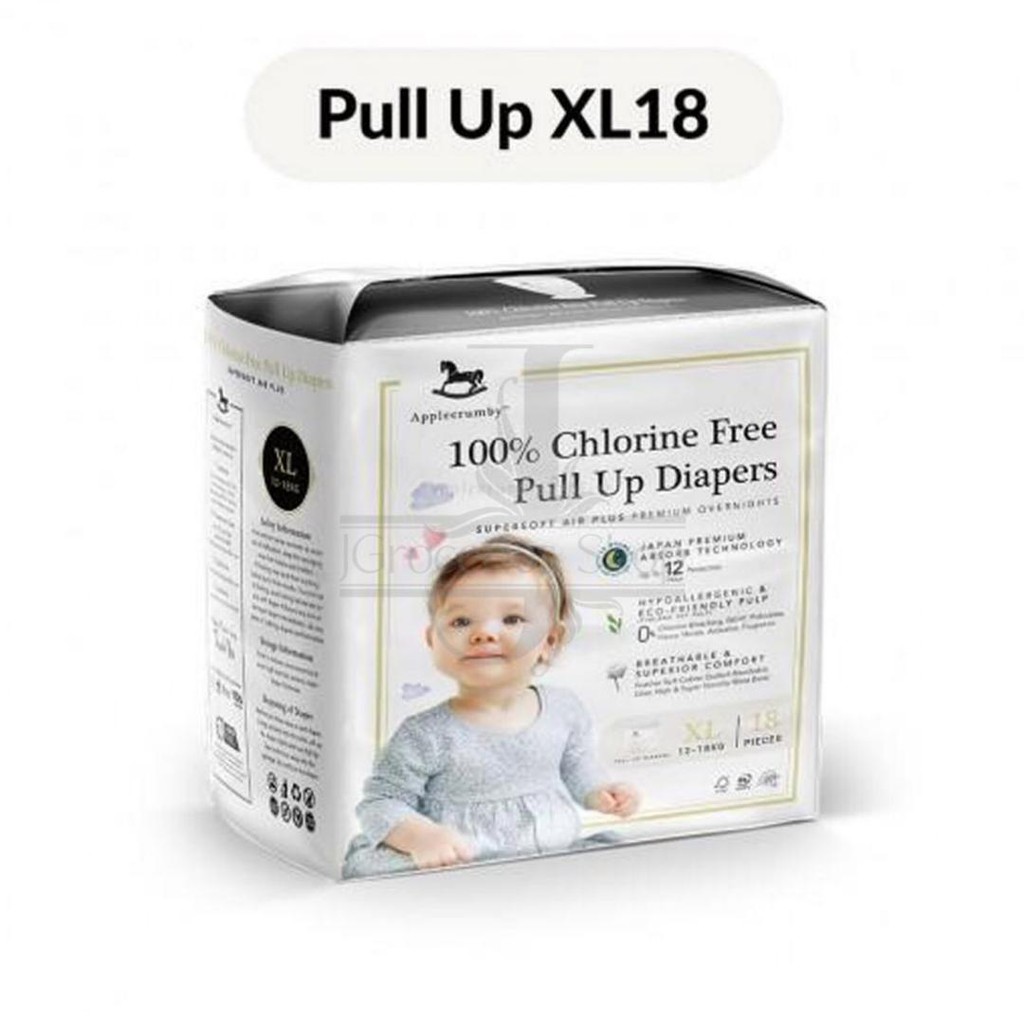 Applecrumby Chlorine Free Premium Baby Pull Ups Diapers Size XL18 (12