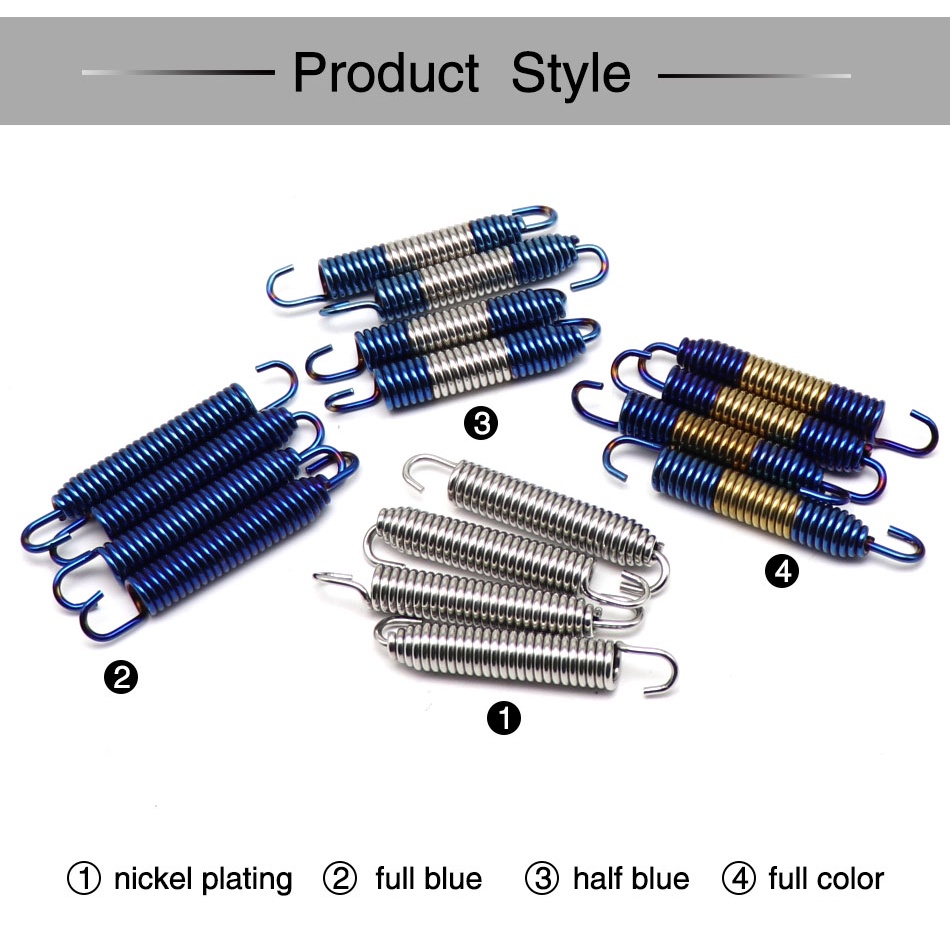 Universal Motorcycle Exhaust Pipe Muffler Springs - 50mm Length, Alloy Steel, Pair Pack