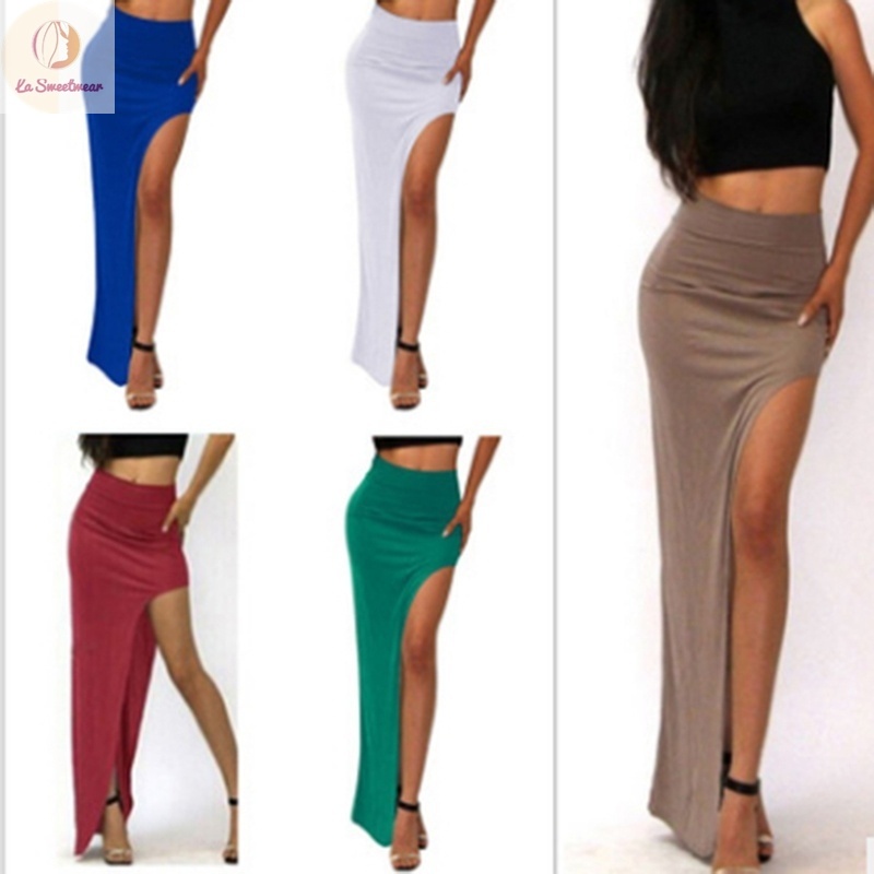 Maxi skirts with thigh high slits best sale