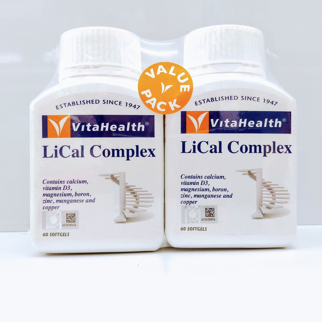 Vitahealth LiCal Complex Calcium, Vitamin D3, Magnesium 60's x2 ...
