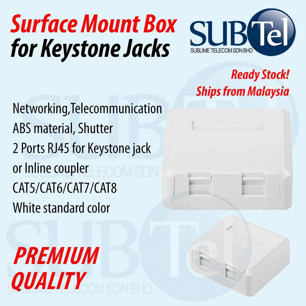 Belnet 2 Port Surface Mount Box for RJ45 Keystone Jack CAT7 CAT6 CAT5e ...