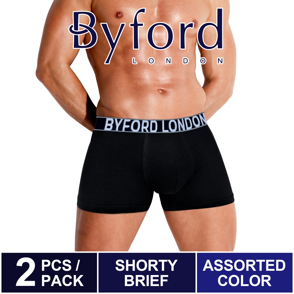 (2 Pcs) Byford Men Brief Cotton Spandex Men Underwear Assorted Colours ...