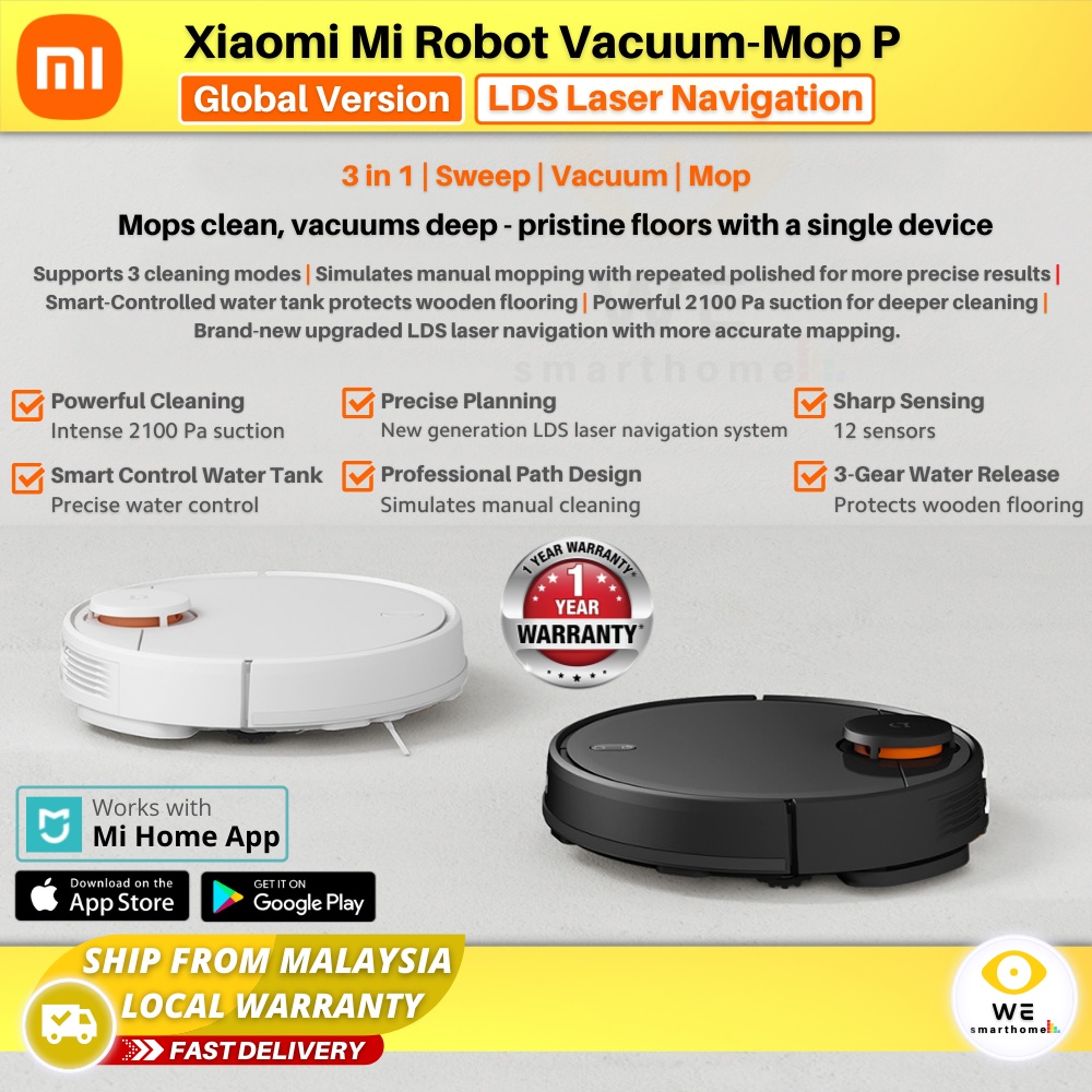 Xiaomi Mi Robot VacuumMop P 3 in 1 Sweep Vacuum Mop LDS Floor Cleaner