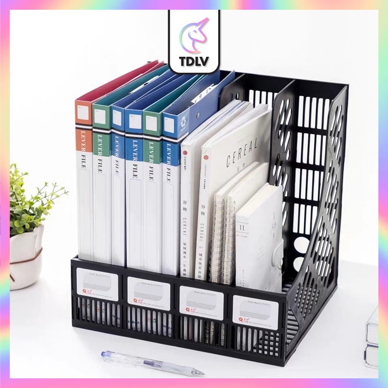  TDLV 4 Divider Magazine Holder File Stand Rack Home Office Document Illustration 