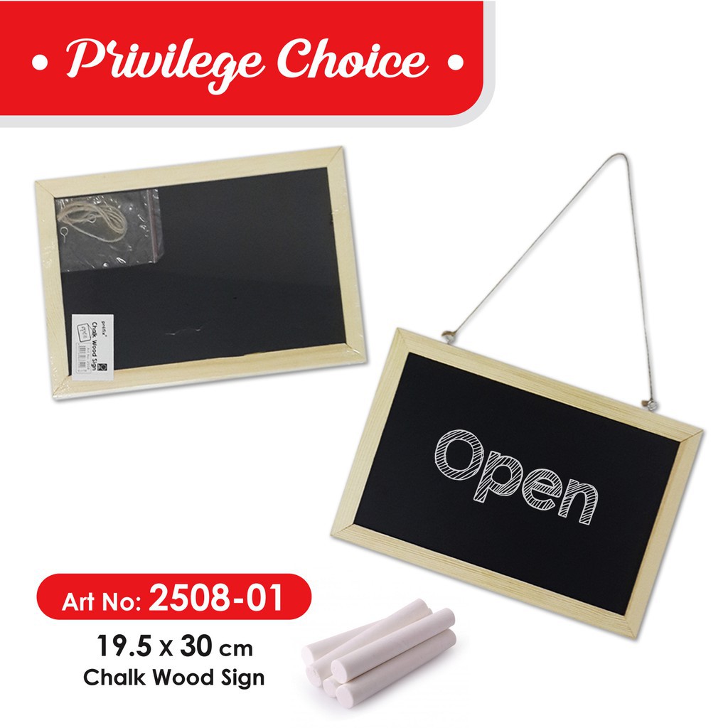 2508- Chalk Wood Sign, Open Closed Sign Wooden 19.5cm x 30cm With ...