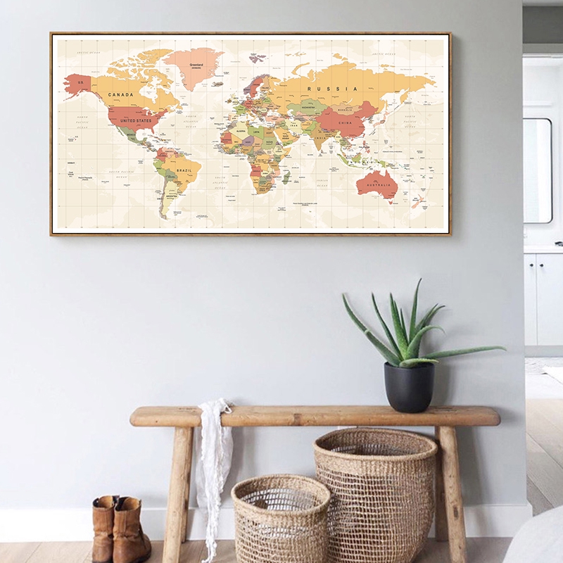 World Map Decorative Wall Art canvas Picture Modern Posters Prints ...