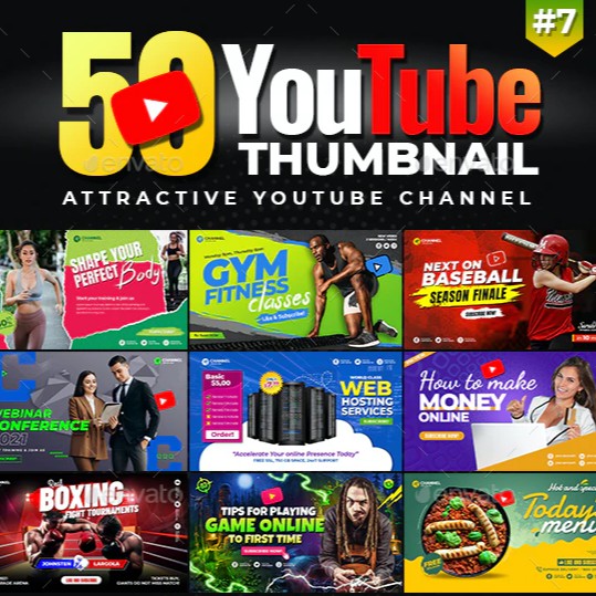50 Attractive YouTube Thumbnail Editable Template | PSD Files | Shopee ...