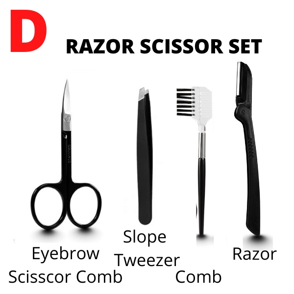Man Set Eyebrow Comb Scissor Brow Shaping Artifact Trimming Tweezer