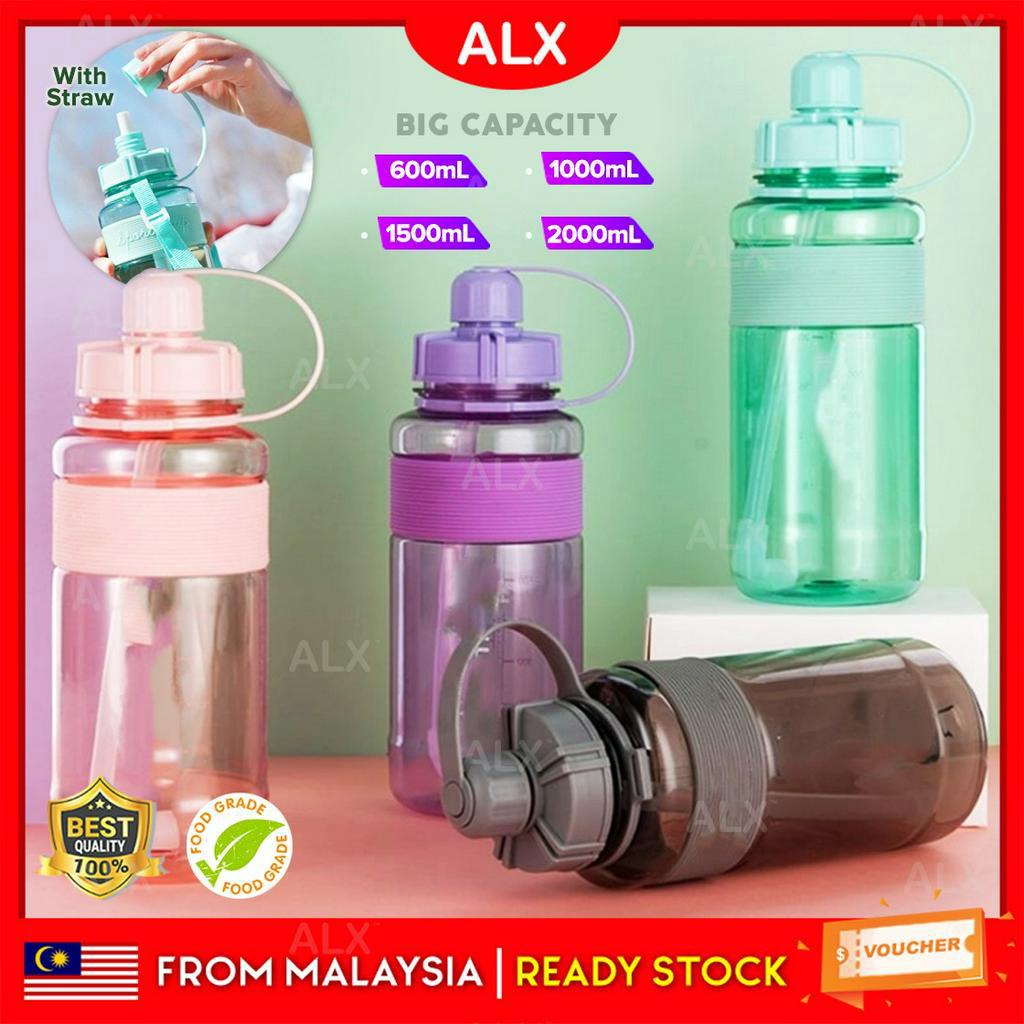 ALX Big Capacity FOOD GRADE Water Bottle + Strap & Straw Outdoor Sports ...