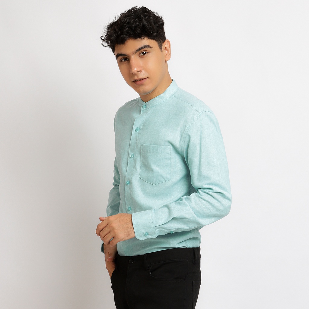 KEMEJA Koyote Long Sleeve Mandarin Collar Mint oxford Shirt