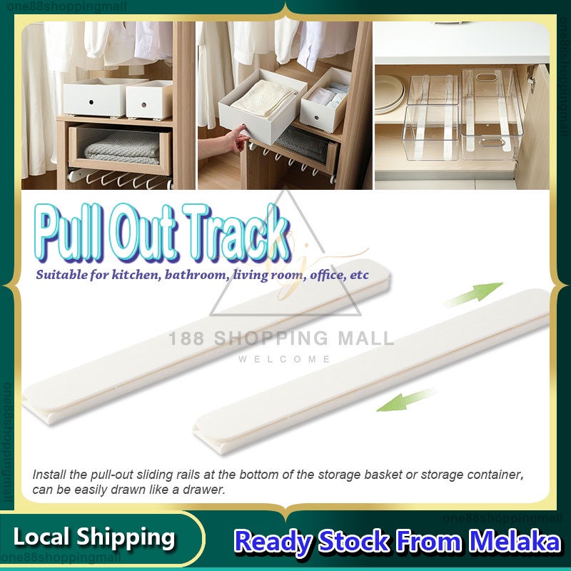 2Pcs/set Storage Rack DIY Track Pullout Track Basket Pull Rail For ...
