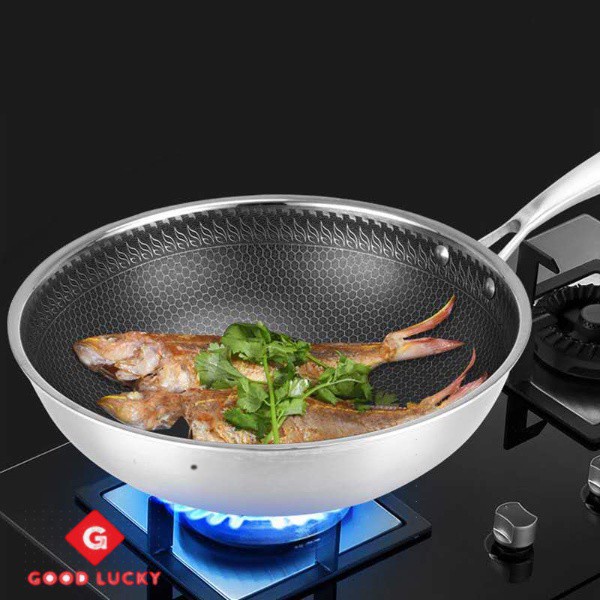 GL_Non-stick Wok 304 Stainless Steel Honey Comb Full Screen Pan ...