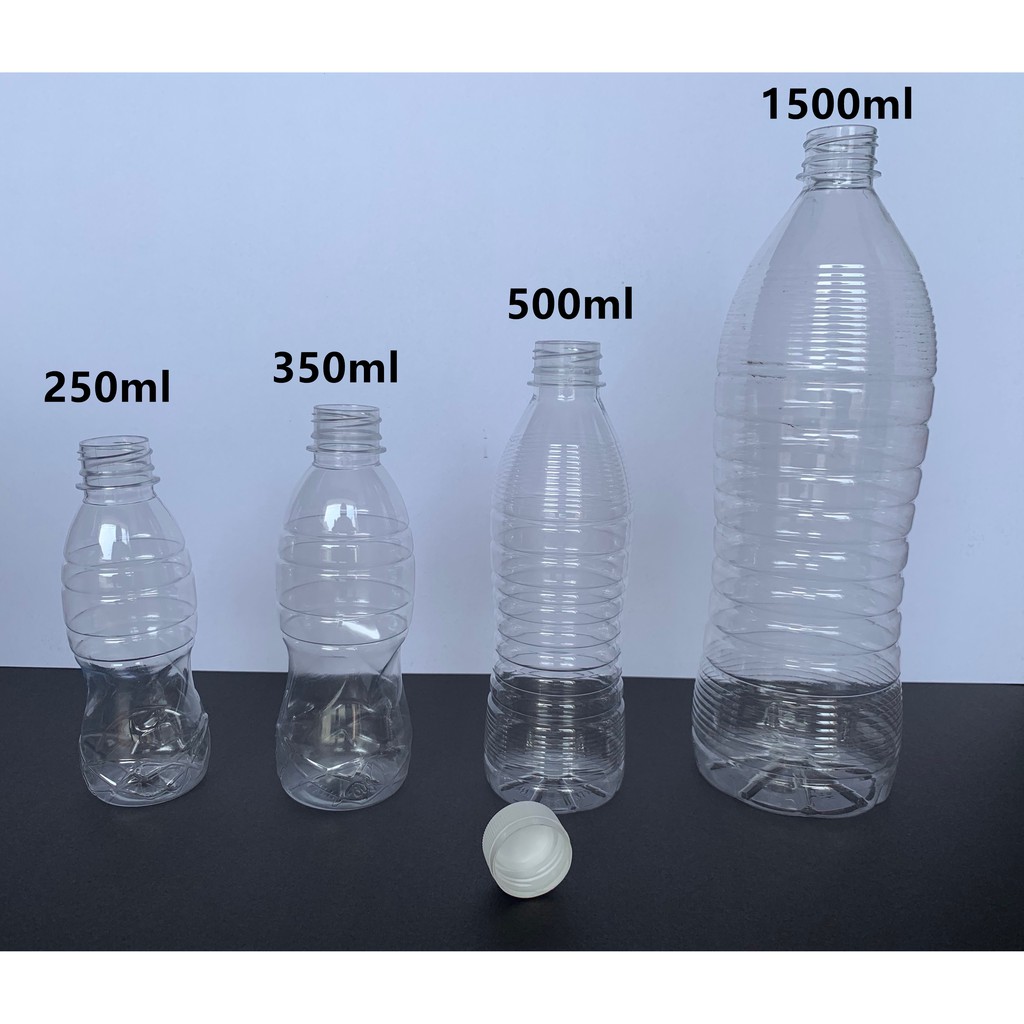 250 / 350 / 500 ml Bottle Plastic with cover - 150pcs - Botol Plastik ...