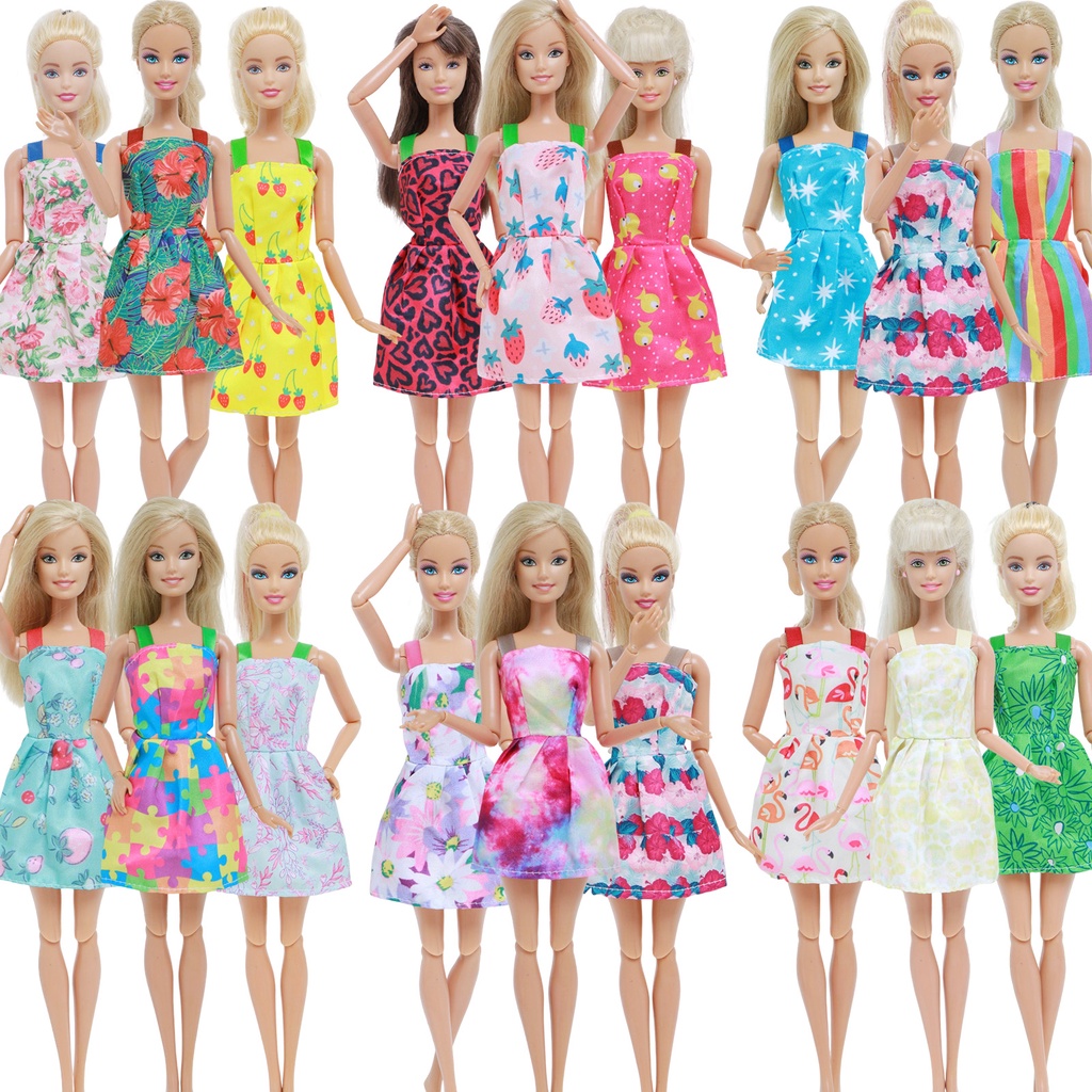 3 Pcs/Set Mixed Dress for Barbie Doll Mini Gown Princess Daily Wear