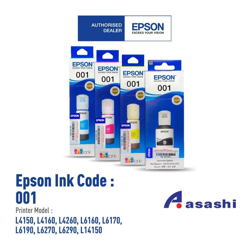 Epson C13t03y100 001 127ml Ink Bottle 001 Black Cyan Magenta Yellow For Epson L4150l4160 