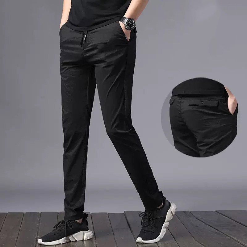 Ready Stock Men's Casual Pants Fashion sport Pant long Pants Chinos Elastic  Cotton Black Gray SIZE Pants 28-38