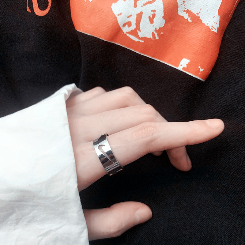 Korean Fashion Hip Hop Stainless Steel Ring Personality Hollow Opening